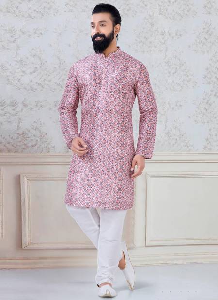 Pink Colour Fancy Festive Wear Designer Latest Kurta Pajama Mens Collection Ks 1115